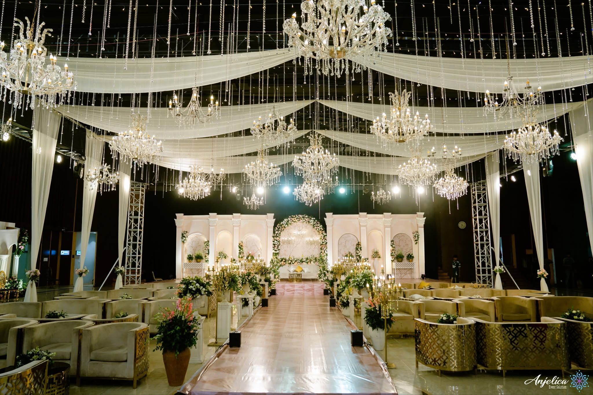 Sena Kunja wedding venue facade with grand entrance and lighting